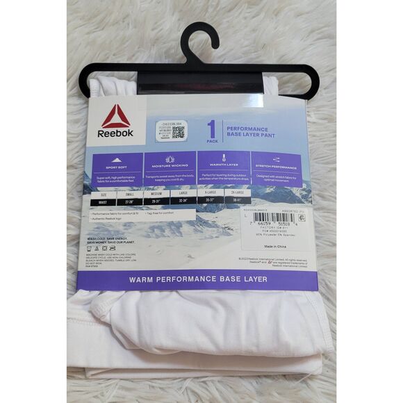 Reebox Ladies Moisture Wicking Warm Performance Base Layer Legging White Sz L Ne - Picture 4 of 5